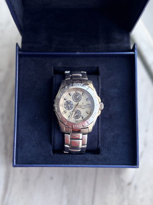 Festina F16242 Multifunction Quartz watch refurbished, beige and silver
