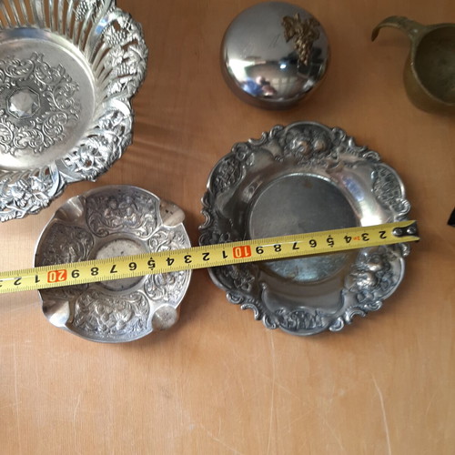 Vintage metalware set used, bronze and silver plated