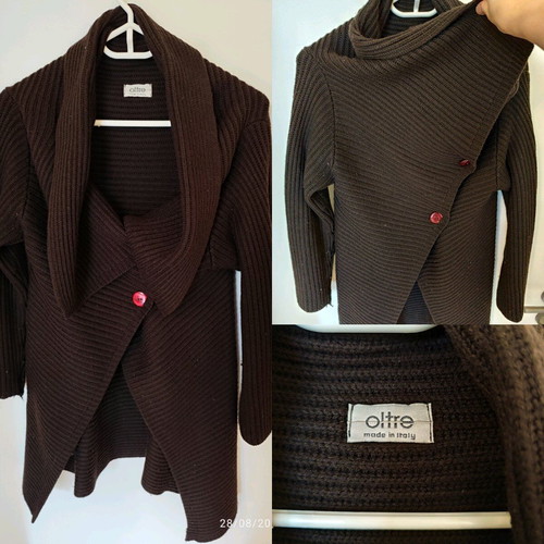 Brown cardigan used, medium-large, asymmetrical