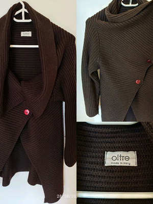 Brown cardigan used, medium-large, asymmetrical