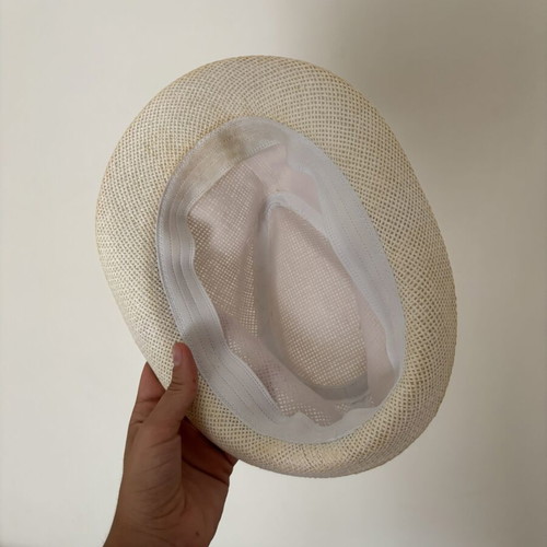 Unisex hat, beige with black band