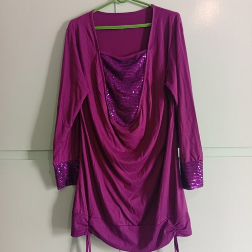 Blouse dress purple with sequins new, size XL