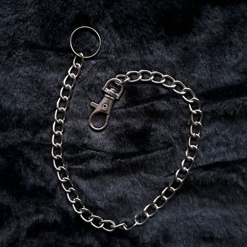Metal chain 35cm like new, silver with clip and ring