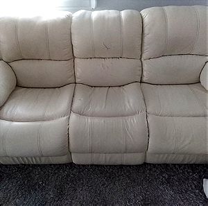 Καναπές τριθέσιο δερμάτινη χρώμα μπεζ
