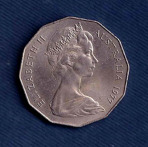 AUSTRALIA 50 CENTS 1977 (QUEENS SILVER JUBILEE) AUNC