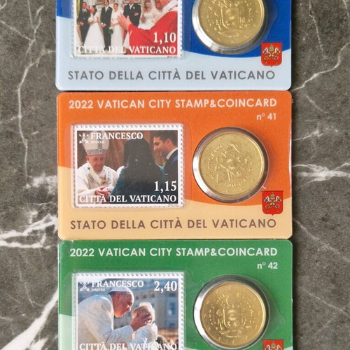 Vatican Coin Cards 2022 collectible trio 50 Cent mint condition, sealed