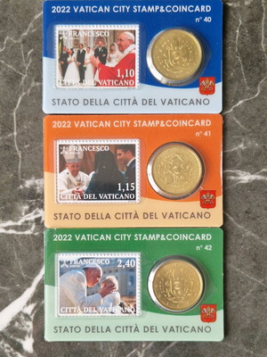 Vatican Coin Cards 2022 συλλεκτική τριάδα 50 Cent άριστη, sealed
