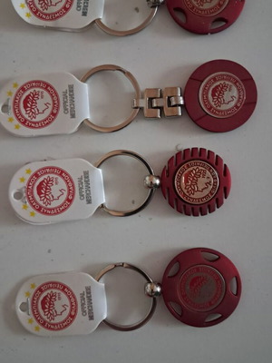 Olympiacos keychains set of 4 new, authentic metal
