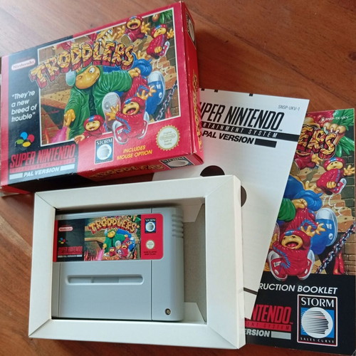 Troddlers Super Nintendo SNES game used, 1993 PAL CIB