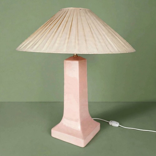 Vintage 80s XXL pink ceramic table lamp