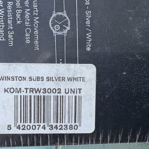 Komono Winston Subs men's watch new, silver-white, leather strap