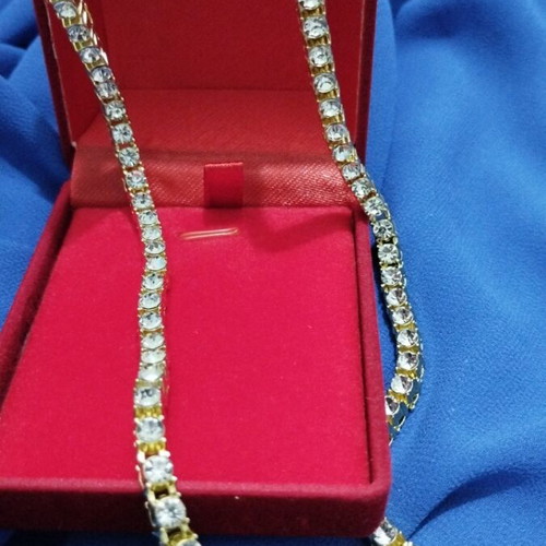 Tennis necklace 55cm gold plated steel new