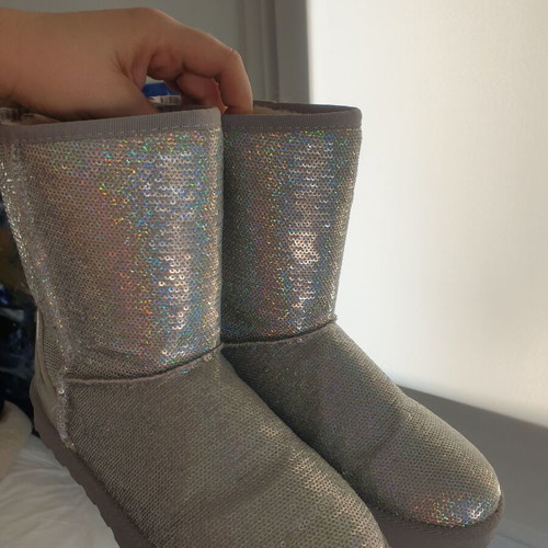 Winter boots A To Z Greek used, turquoise and silver, with fur inside