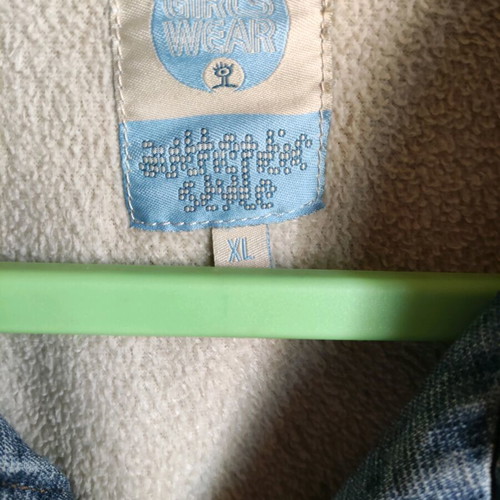 Denim jacket like new, beige and blue, sizes L and XL