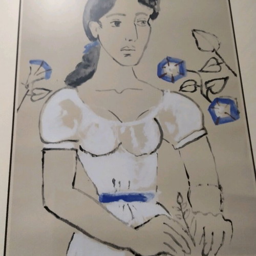 Giannis Tsarouchis silk screen printing used, numbered and signed in frame