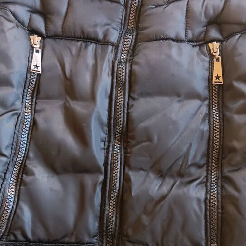 Fantasie satin jacket black with hood like new, size S