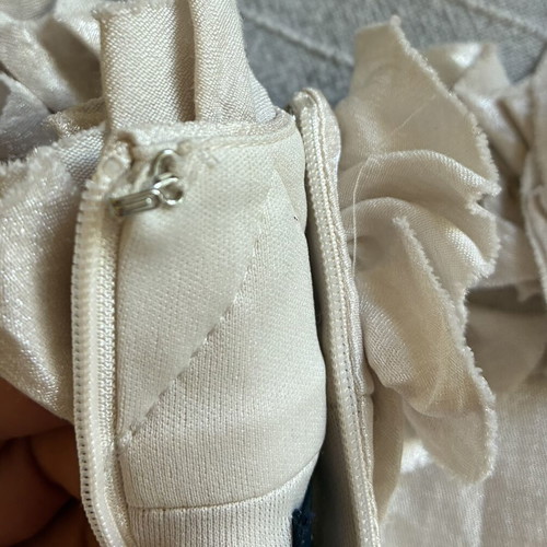 Champagne Shimmer Ruffle Halter Mini Party Dress cream, like new, EU 36 S