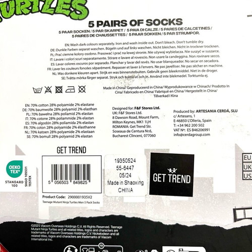 TMNT 5 pairs of socks new with tags set