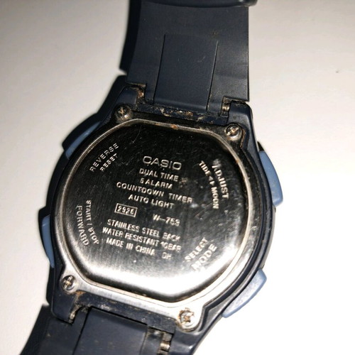 Casio W-753 used men's watch with tide and moon phases