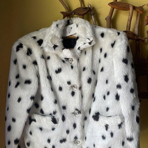 Synthetic Crop Fur Jacket like new, Dalmatian pattern, size S/M