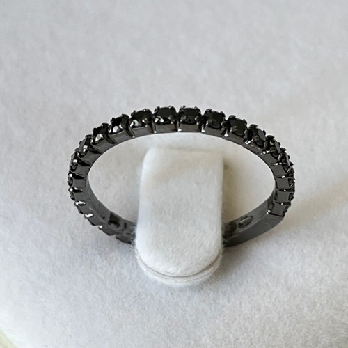 Gold ring k14 with black rhodium and zirconia new