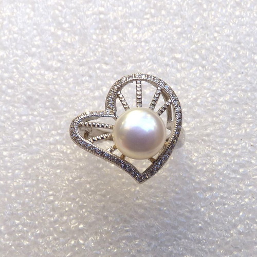 925 silver ring with pearl, size 55, plated