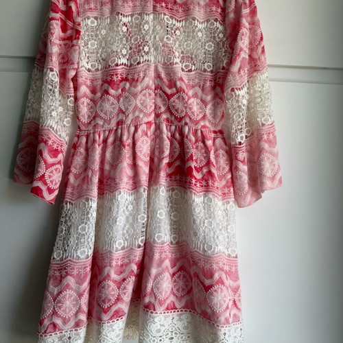 Manolo Greek Designer Lace and Tile Print Mini Dress Size M like new