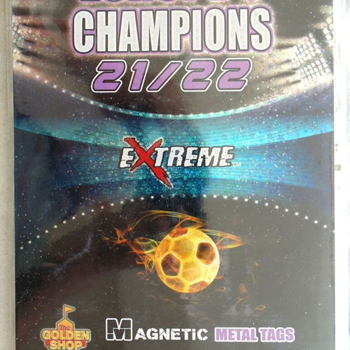 Complete album with European football magnetic metal tags, foil