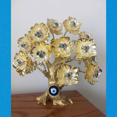 Decorative tree with blue eyes like new, height 27 cm