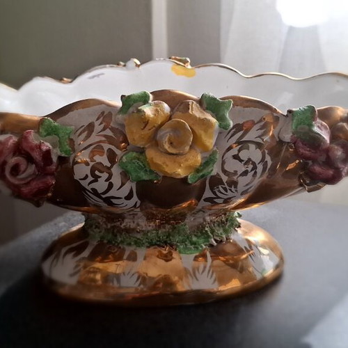 Vintage Italian Gondola Fondue Bowl used with 24K Gold Details