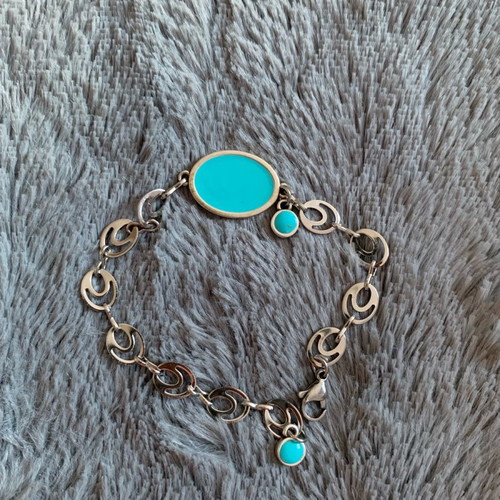 Steel bracelets used, turquoise