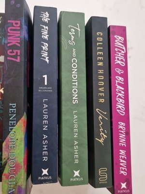 Verity, Fine Print, Terms and Conditions, Butcher and Blackbird, Punk 57 books new in English