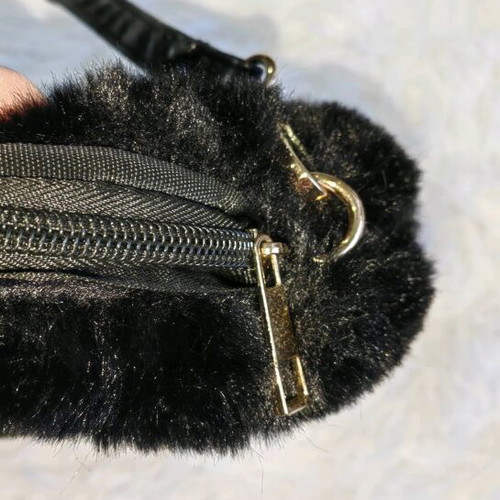 Black crossbody bag new, fluffy with detachable strap