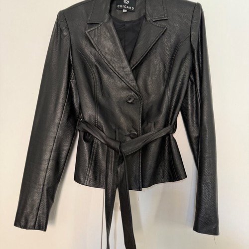 Chicard leather fitted jacket black like new, size 36