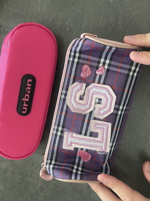 Children's pencil cases used, set of 2, purple and pink