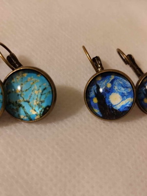 Van Gogh art earrings new, bronze metal