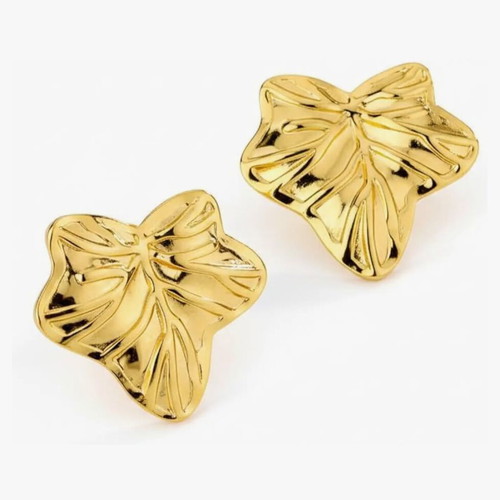 Steel heart stud earrings like new, gold-colored