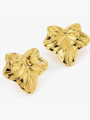 Steel heart stud earrings like new, gold-colored
