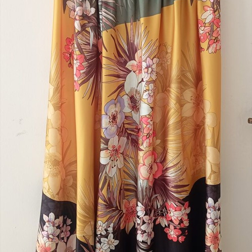 Silk long skirt new with floral pattern