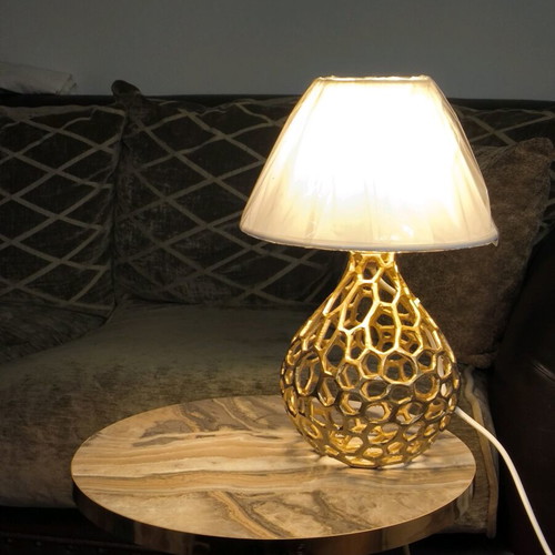 Table lamp like new, gold with white shade