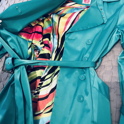 Turquoise satin coat medium new Lipsy London