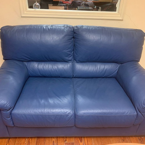 Leather two-seater sofa Sato almost new, 150cm width