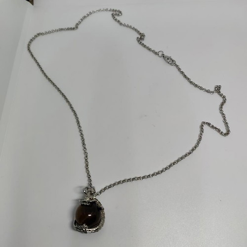 Tiger's Eye Pendant with Silver Dragon like new