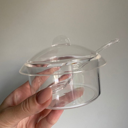 Guzzini Sugar Bowl clear acrylic new old stock design STG Studio Italy