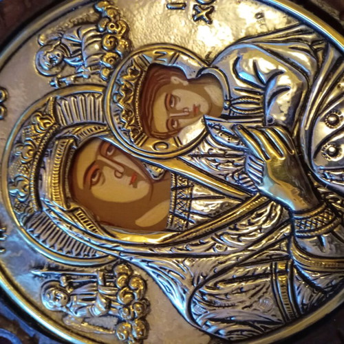 Theotokos Virgin Mary and Jesus silver 950 gilded, like new