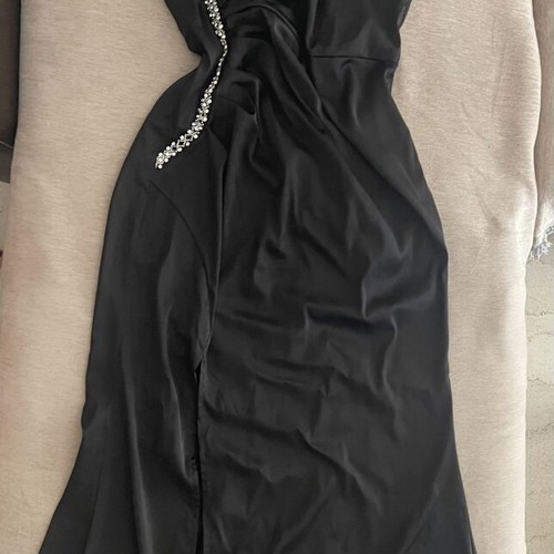 Black One-Shoulder Evening Dress satin, like new, Shein, size L