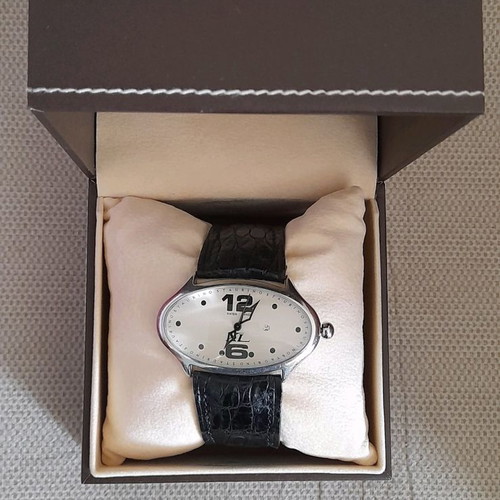 Roberto Cavalli wristwatch with fur leather strap and authentic Staurino XL new