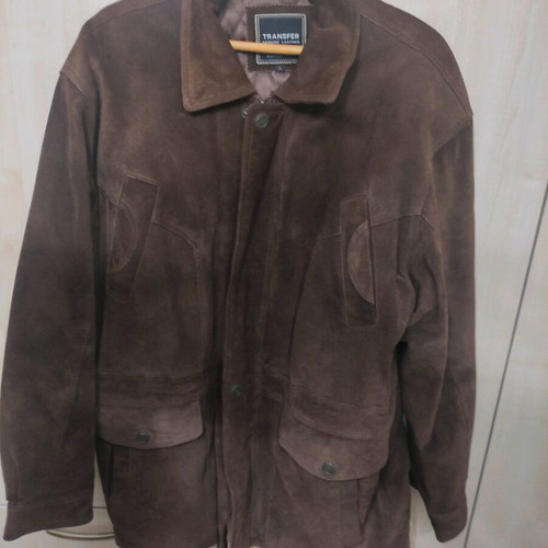 Transfer leather coat used, brown, size L