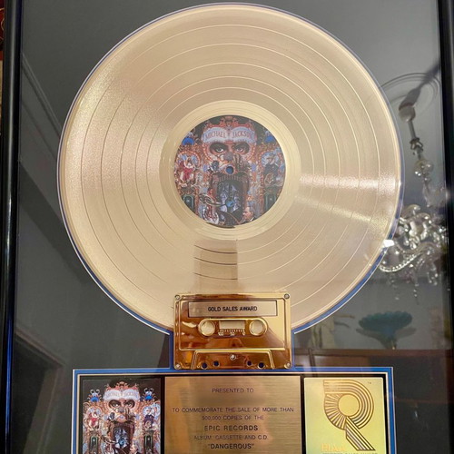 Michael Jackson Dangerous RIAA Gold Sales Award like new