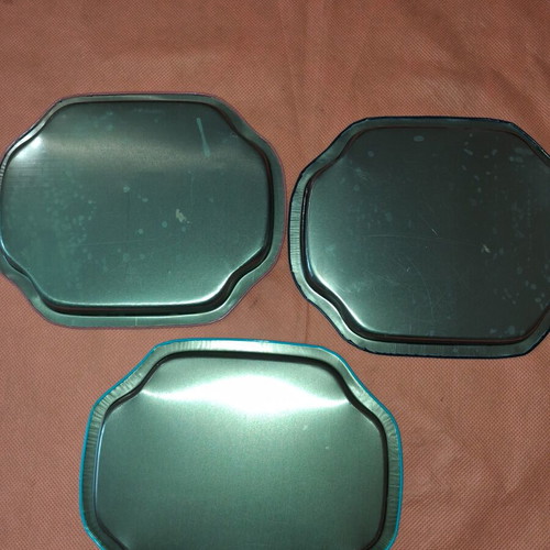 3 vintage metal trays 19.5×16cm, Christmas & butterfly theme, pack
